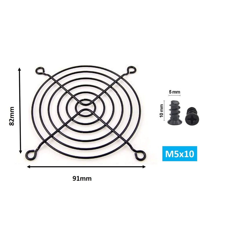 Easycargo 4pcs 92mm Fan Grill 92mm Guard Black with Screws (Black 92mm) - Image 2